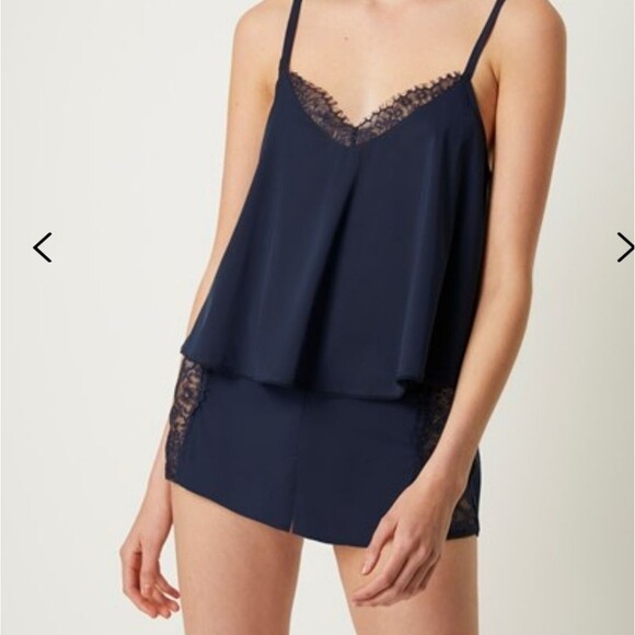 FRENCH‎ CONNECTION Lace Trim Camisol & shorts 2-piece pajama set Size SMALL - Picture 1 of 15